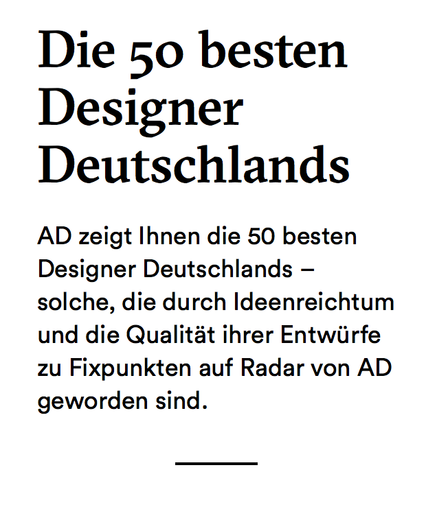 AKTTEM founder named TOP 50 best German Designer by ARCHITECTURAL DIGEST