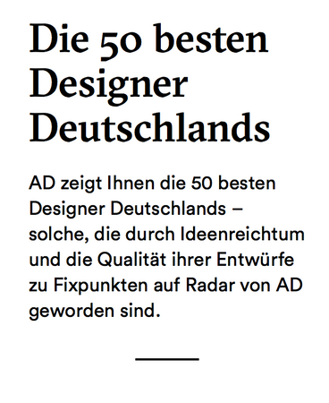 AKTTEM founder named TOP 50 best German Designer by ARCHITECTURAL DIGEST